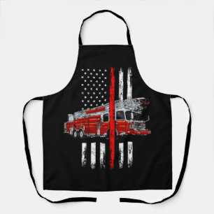 Fire Fighter Fireman American Flag Thin Red Line F Apron
