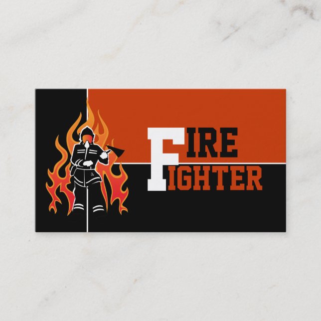Fire fighter/fireman eye catching business cards (Front)