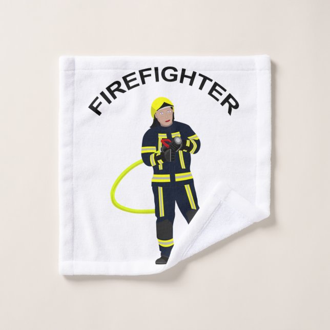 Fire fighter in blue suit wash cloth (Wash Cloth)