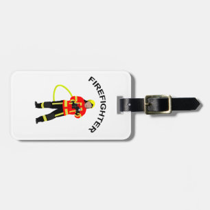 Fire fighter in duty clothes luggage tag