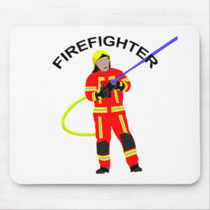 Fire fighter in red use clothing Mousepad