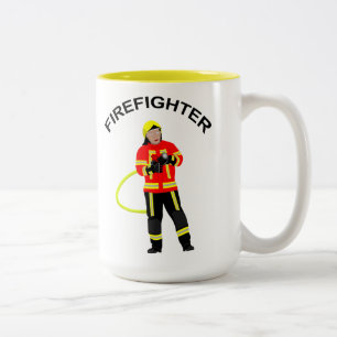 Fire fighter in use clothes Two - color barrel Two-Tone Coffee Mug