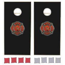 Fire Fighter Maltese Cross Corn Hole Boards Black