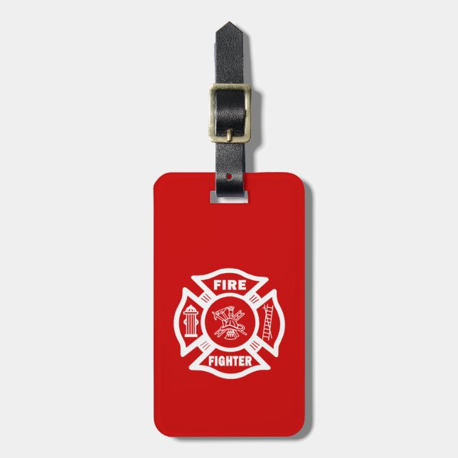 Fire Fighter Maltese Luggage Tag (Front Vertical)