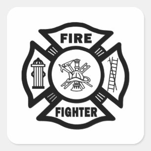 Fire Fighter Maltese Square Sticker