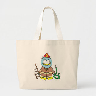 Fire Fighter Penguin Large Tote Bag