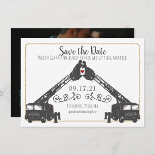 Fire Fighter Save the Date with Photo Invitation