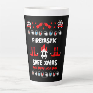 Fire-fighter ugly xmas   latte mug