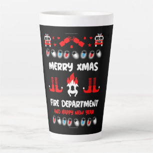 Fire-fighter ugly xmas      latte mug