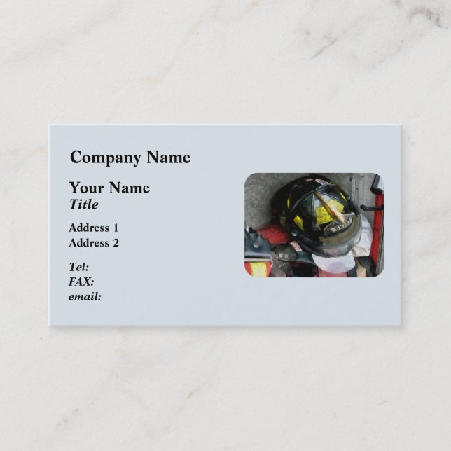 Fire Fighter's Helmet Closeup Business Card (Front)