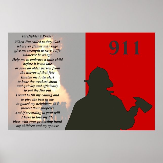 Fire Fighter's Prayer Poster (Front)