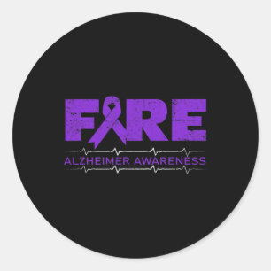 Fire Fighters Wear Purple - Heimerheimer Awareness Classic Round Sticker