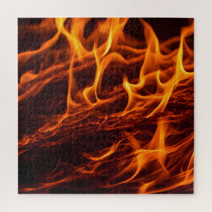 Fire flame macro  in fireplace jigsaw puzzle