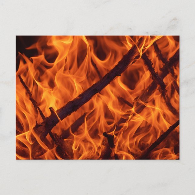 Fire flame macro  in fireplace postcard (Front)