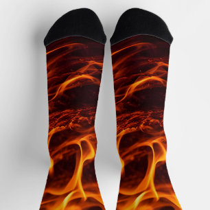 Fire flame macro in fireplace socks