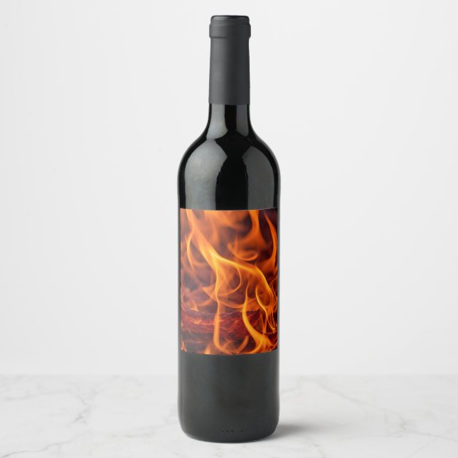 Fire flame macro  wine label (Front)