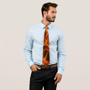 Fire Flame Pattern – Bold Orange & Black Tie