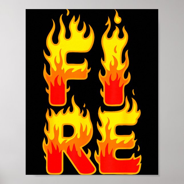 Fire Flame Shirt Adult Kids Men Women Fire And Ice Poster (Front)