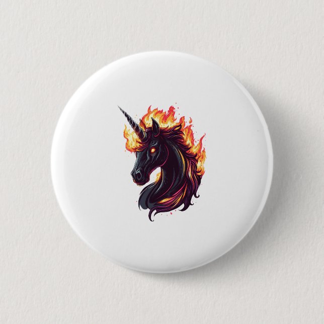 Fire & Flame Unicorn (1) 6 Cm Round Badge (Front)