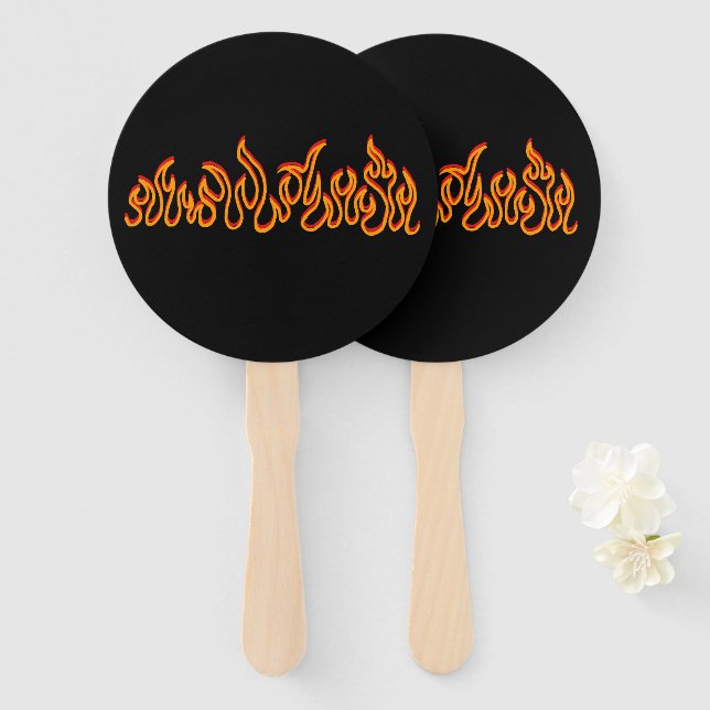 Fire Flames Blaze Outline Hand Fan (Front and Back)