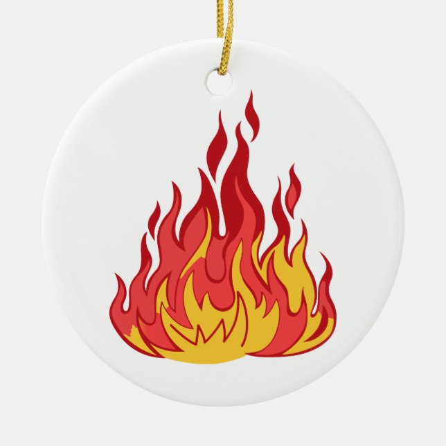 Fire Flames Ceramic Tree Decoration (Front)