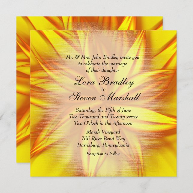 Fire Floral Wedding Theme Invitation (Front/Back)