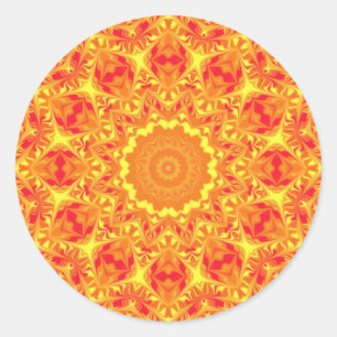 Fire Flower Kaleidoscope Classic Round Sticker
