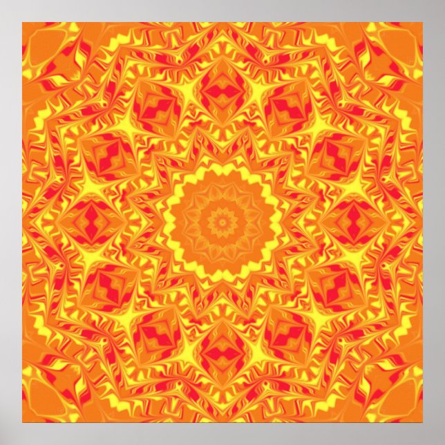 Fire Flower Kaleidoscope Poster (Front)