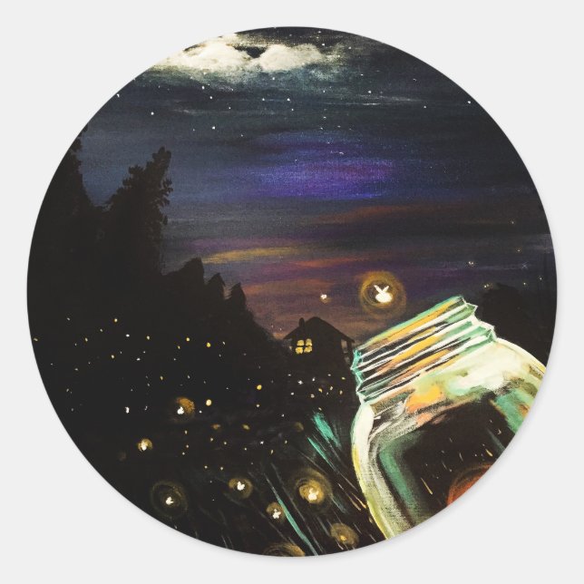 Fire Fly Sky Classic Round Sticker (Front)