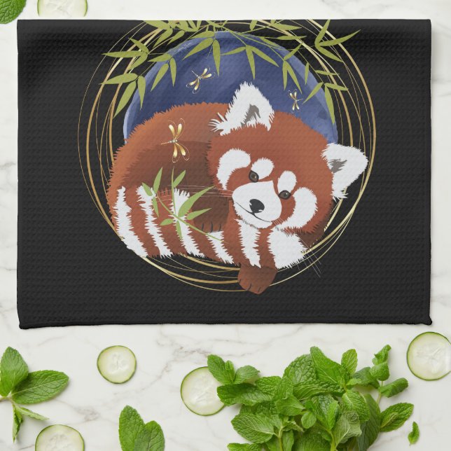 FIRE FOX red panda  kitchen towel (Folded)