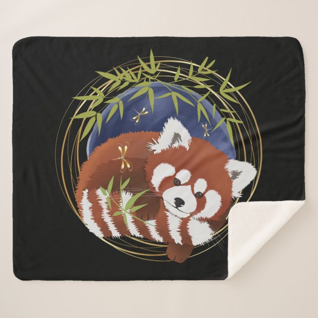 FIRE FOX red panda  Sherpa blanket 3 sizes (Front (Horizontal))