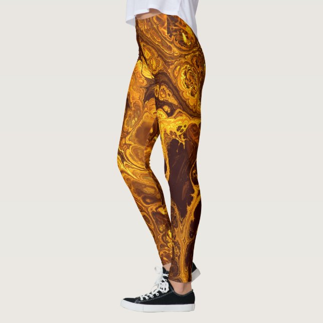 Fire Fractal Art 1-2 Image Options Leggings (Left)