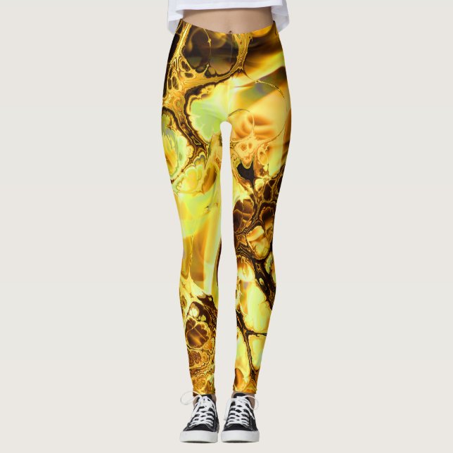 Fire Fractal Art 3-4 Image Options Leggings (Front)