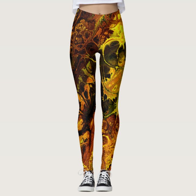 Fire Fractal Art 7-8 Image Options Leggings (Front)