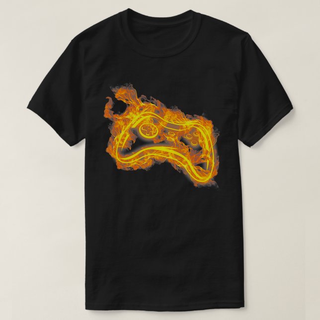 Fire Gaming Controller Flame Video Game Gamer  T-Shirt (Design Front)