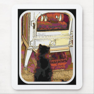 Fire Gazing Kitty Mouse Pad