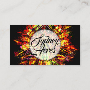 Fire Gem Personalised Tribal Feather Gypsy Moon Business Card
