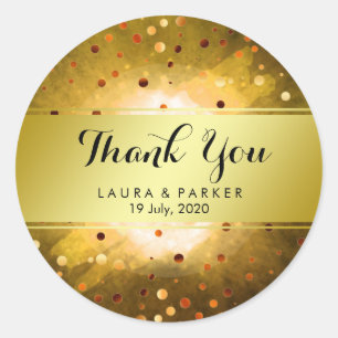 Fire Gold Glitter Thank You Wedding Confetti Classic Round Sticker