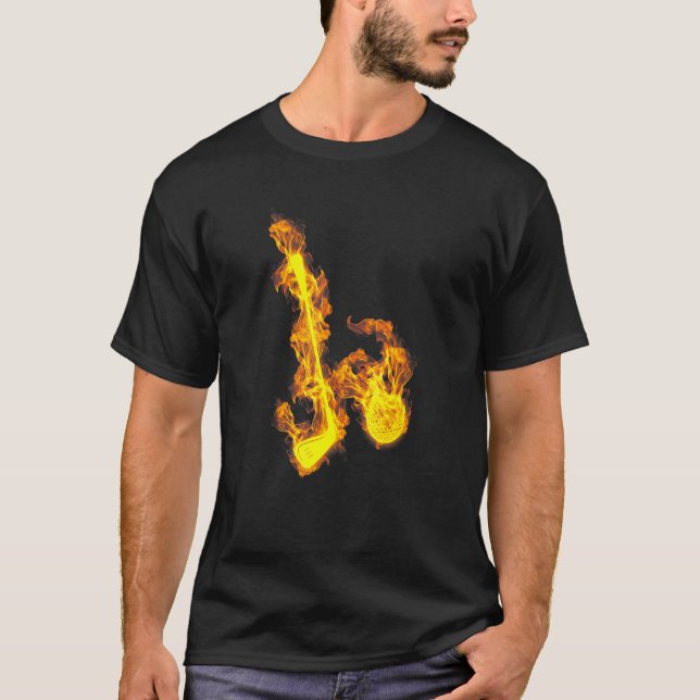Fire Golf Ball Golf Clubs Flaming Golfer Golf Play T-Shirt (Front)