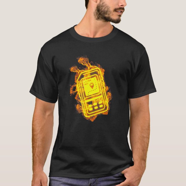 Fire Gps Tracker Flames Geocaching Geocacher T-Shirt (Front)