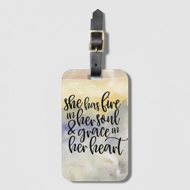 Fire & Grace Quote Luggage Tag (Front Vertical)