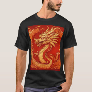 Fire Guardian: Majestic Dragon Tattoo Design T-Shirt