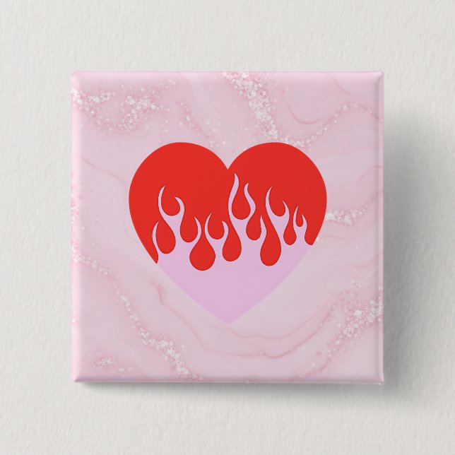 Fire Heart 15 Cm Square Badge (Front)
