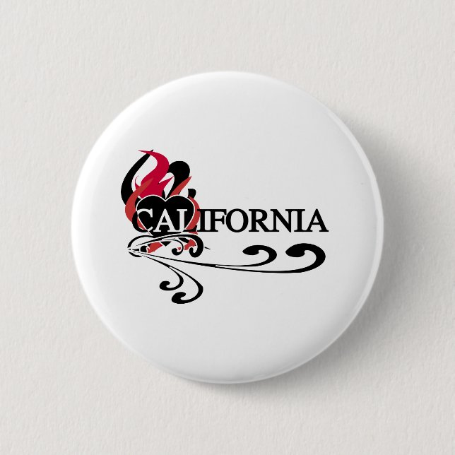 Fire Heart California 6 Cm Round Badge (Front)
