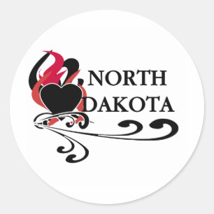 Fire Heart North Dakota Classic Round Sticker