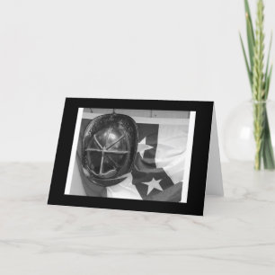Fire Helmet and Flag Card
