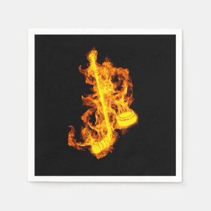 Fire Hockey Flames Hockey Stick Ball Napkin