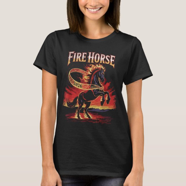 Fire Horse 2026 Zodiac Art Chinese New Year  T-Shirt (Front)