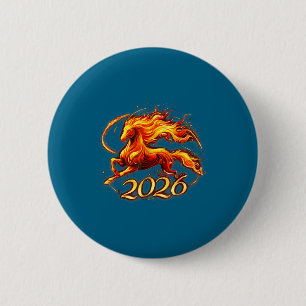 Fire Horse Chinese Zodiac Symbol 2026 Lunar New Ye 6 Cm Round Badge
