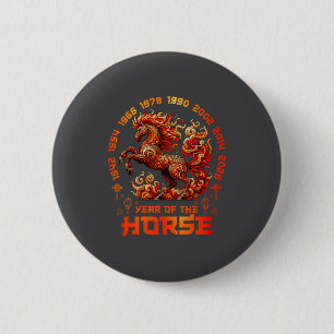 Fire Horse Chinese Zodiac Symbol 2026 Lunar New Ye 6 Cm Round Badge
